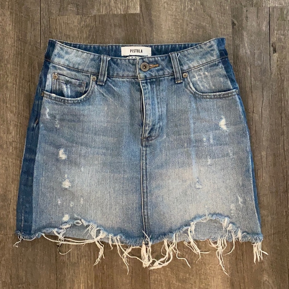 frayed denim skirt